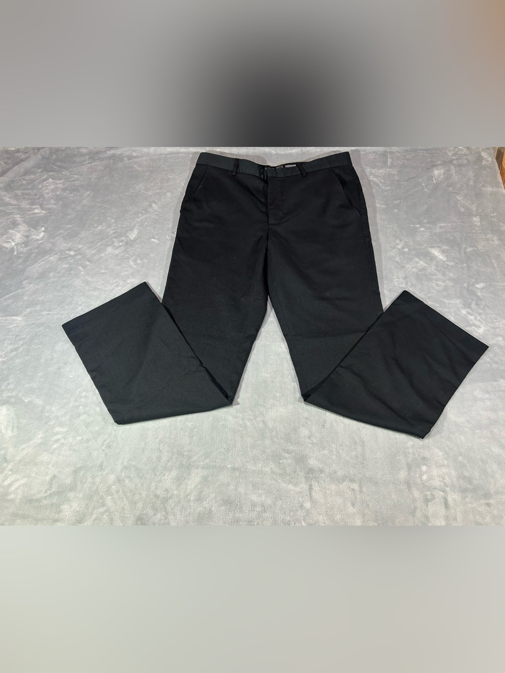BKE Men Black Solid Flat Front Straight Leg Twill Cotton Blend Pants 34x33